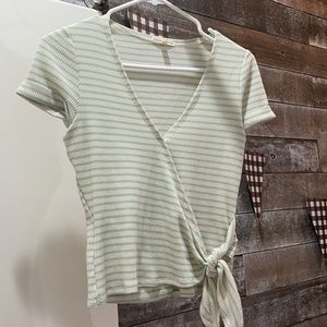 Pastel Blue and White Striped Tie Shirt